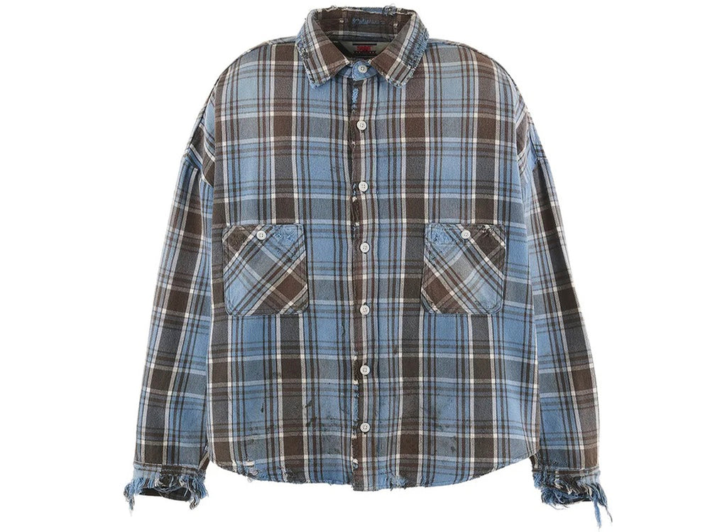 Saint Michael Flannel Shirt in Blue/Grey