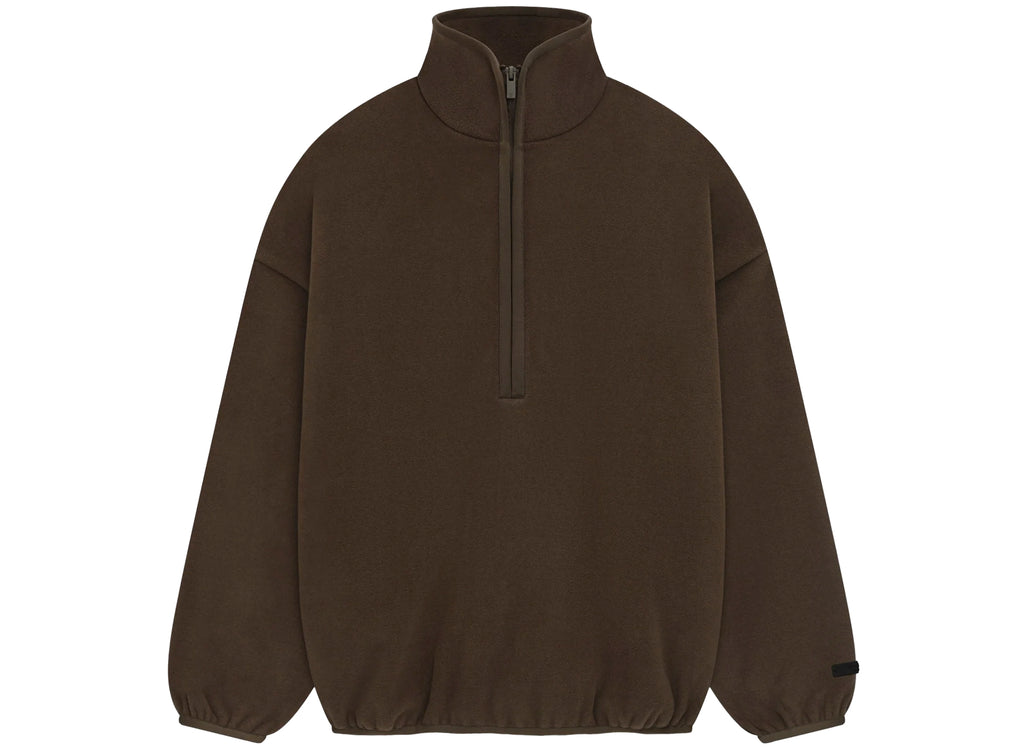 Fear of God Essentials Brushed Half Zip Pullover in Brown