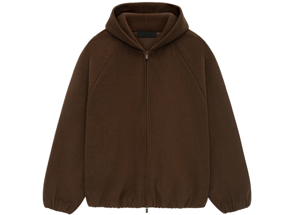 Fear of God Essentials Brushed Hooded Bomber in Brown
