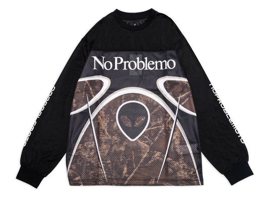 No Problemo Alien Long Sleeve Moto Shirt in Black