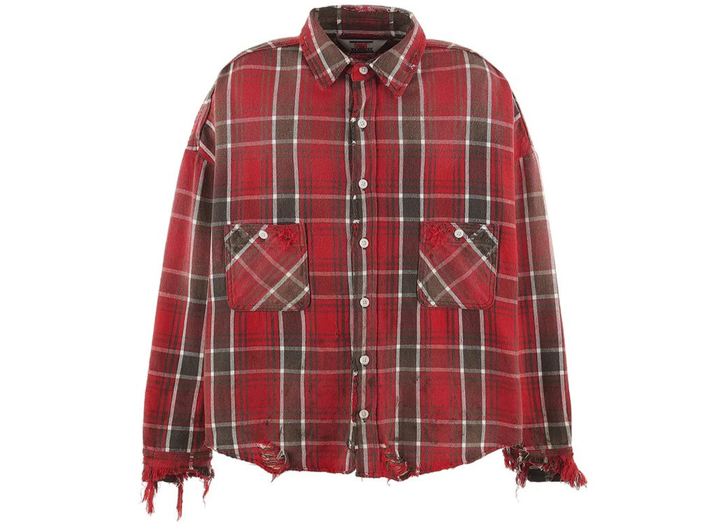 Saint Michael Flannel Shirt in Red/Grey