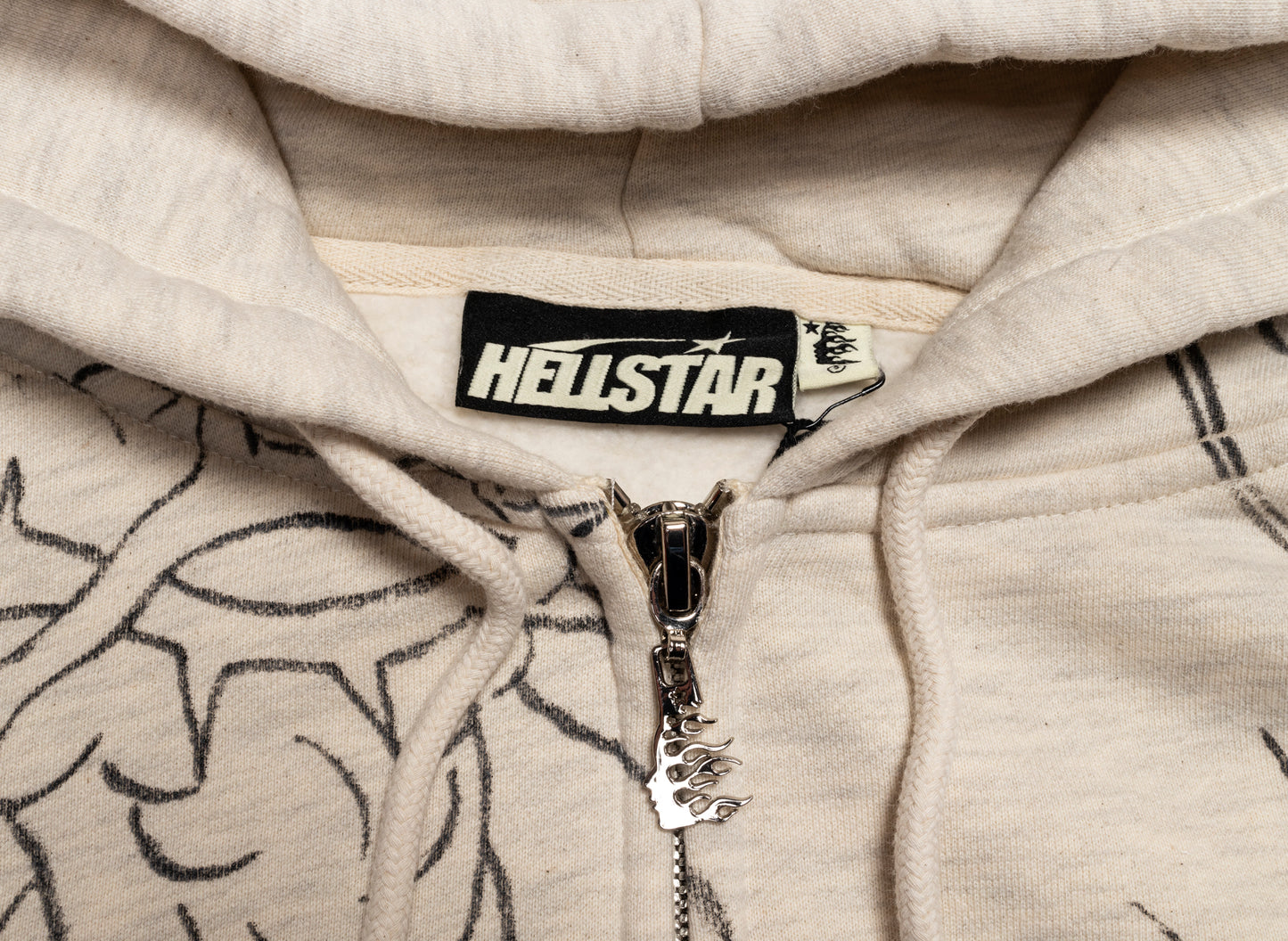 Hellstar Graffitti Zip-Up Hoodie in Grey