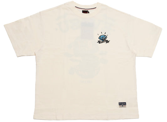Evisu Diamond Daruma Print Loose Fit T-Shirt in Cream xld