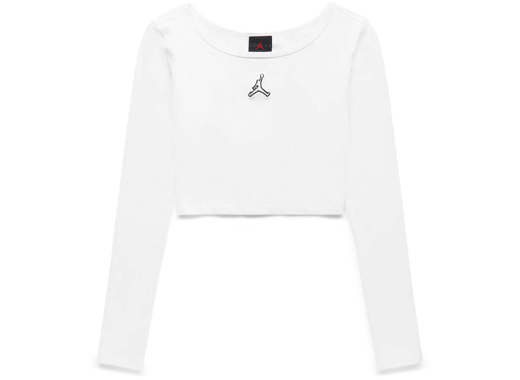Women's Jordan Flight Cropped L/S Tee in White