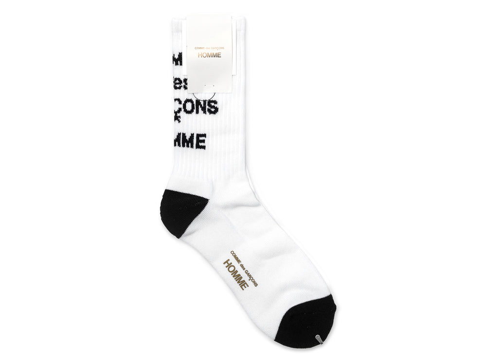 Comme des Garçon HOMME Logo Socks in White v3