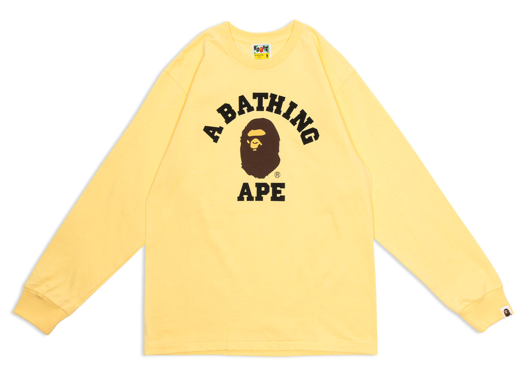 A Bathing Ape College L/S Tee in Yellow