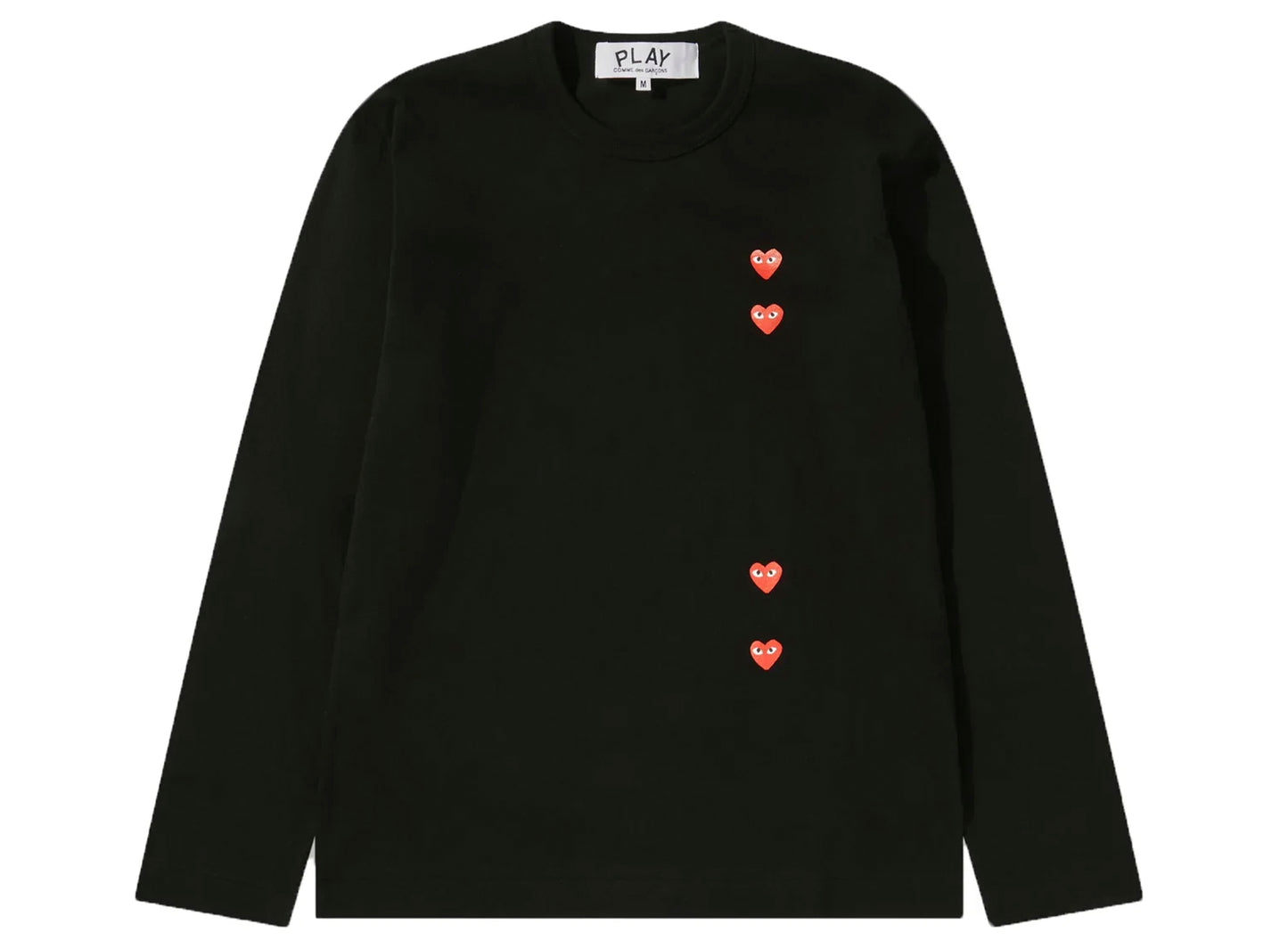 Comme des Garçons Play Multi Heart Long Sleeve T-Shirt in Black