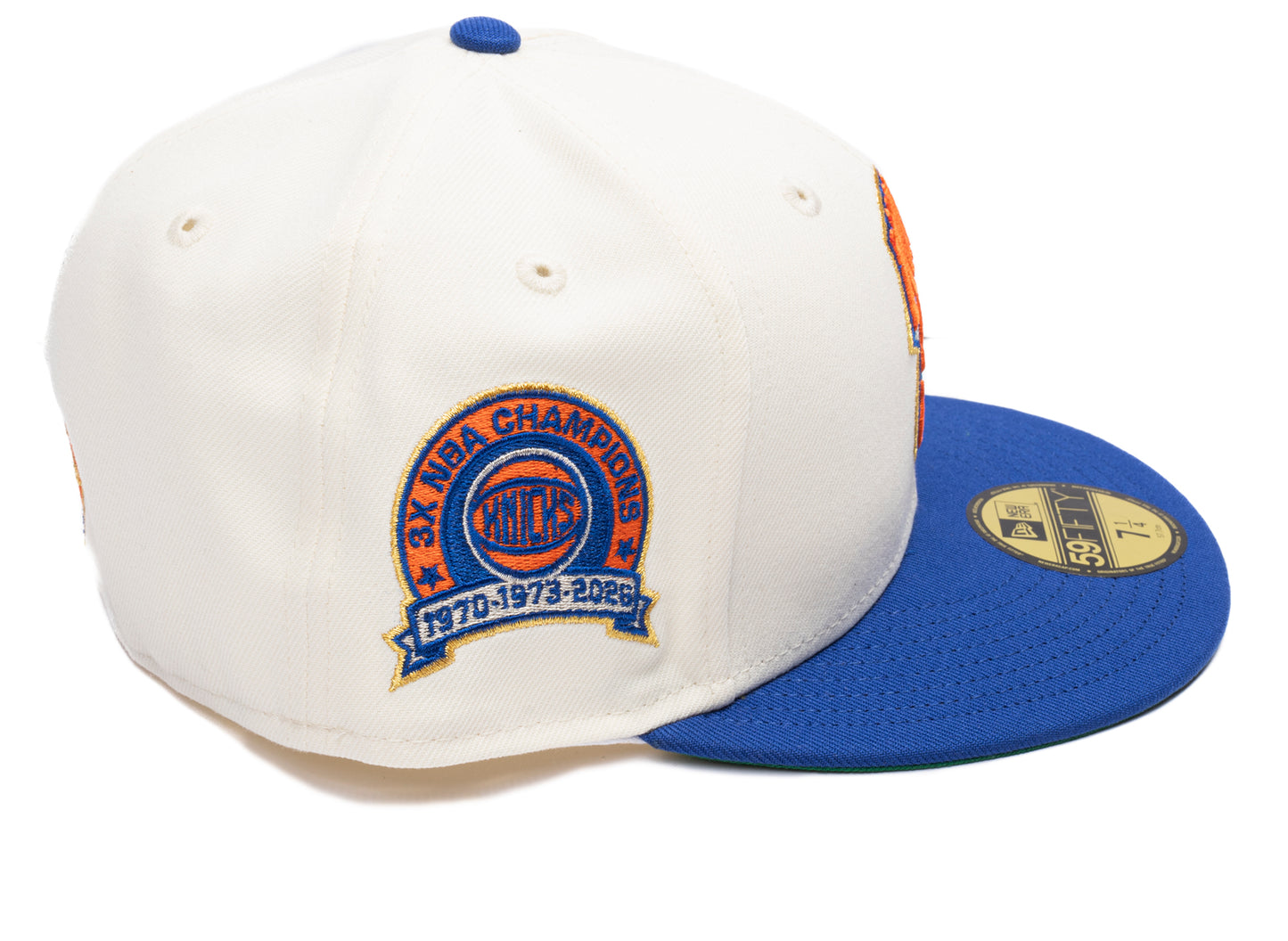 New Era New York Knicks 3X Champions 59Fifty Fitted Hat in Charcoal / Majestic Blue