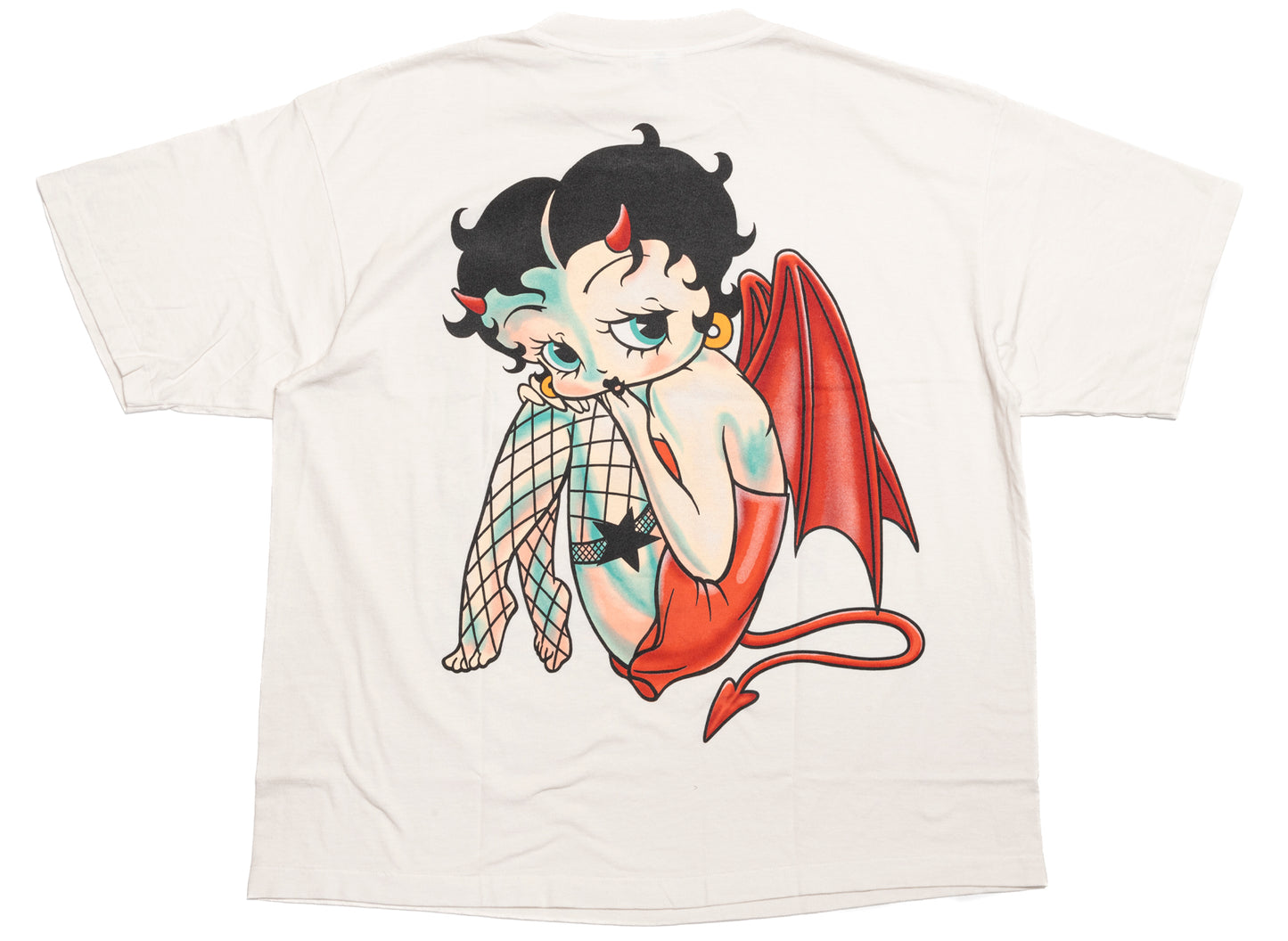 Saint Michael Devil SS T-Shirt in White, men's white short sleeve t-shirt, view 2