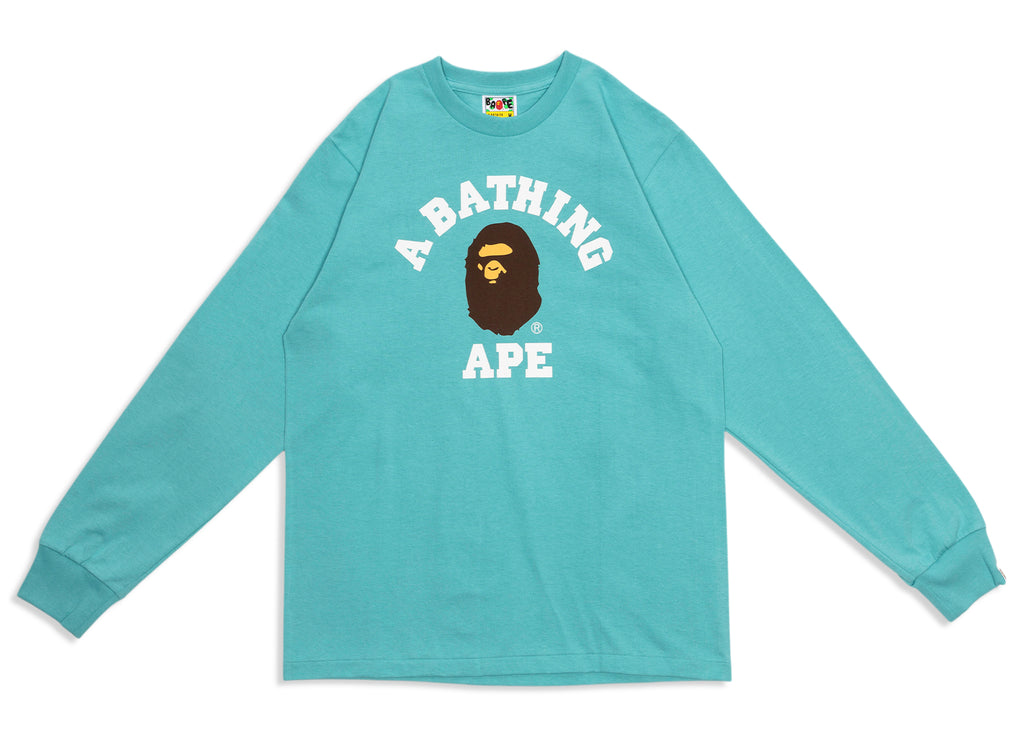 A Bathing Ape College L/S Tee in Blue
