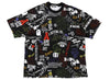 A Bathing Ape Hand Drawn Pattern Relaxed Fit Tee in Black