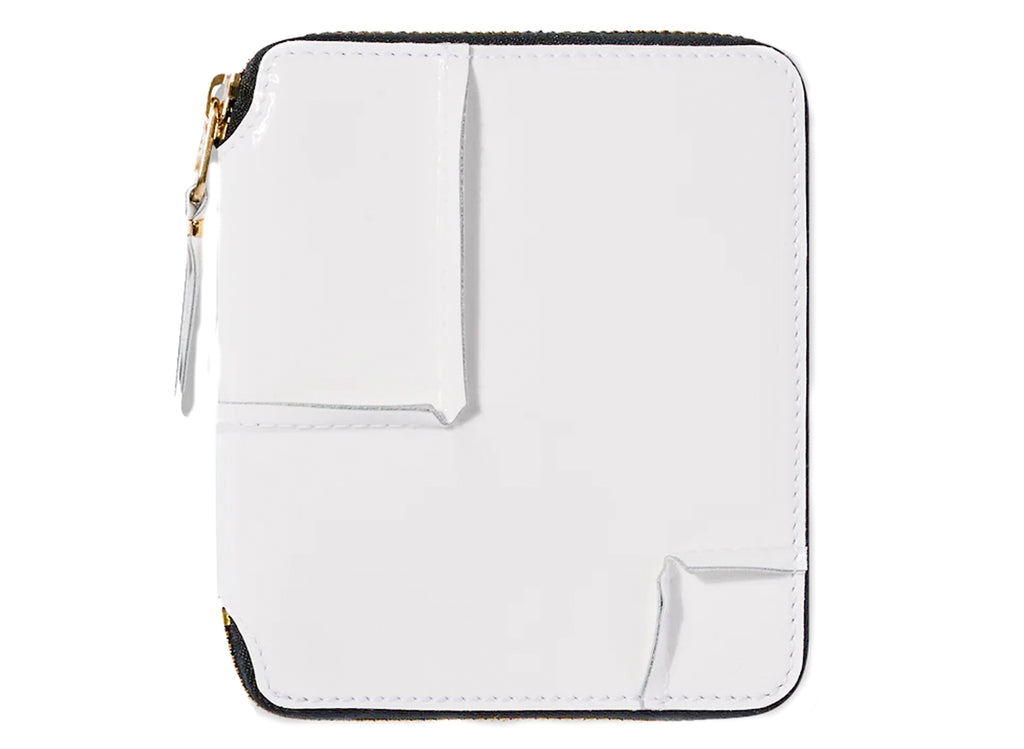 Comme des Garçon Reversed Hem Full Zip Around Wallet in White