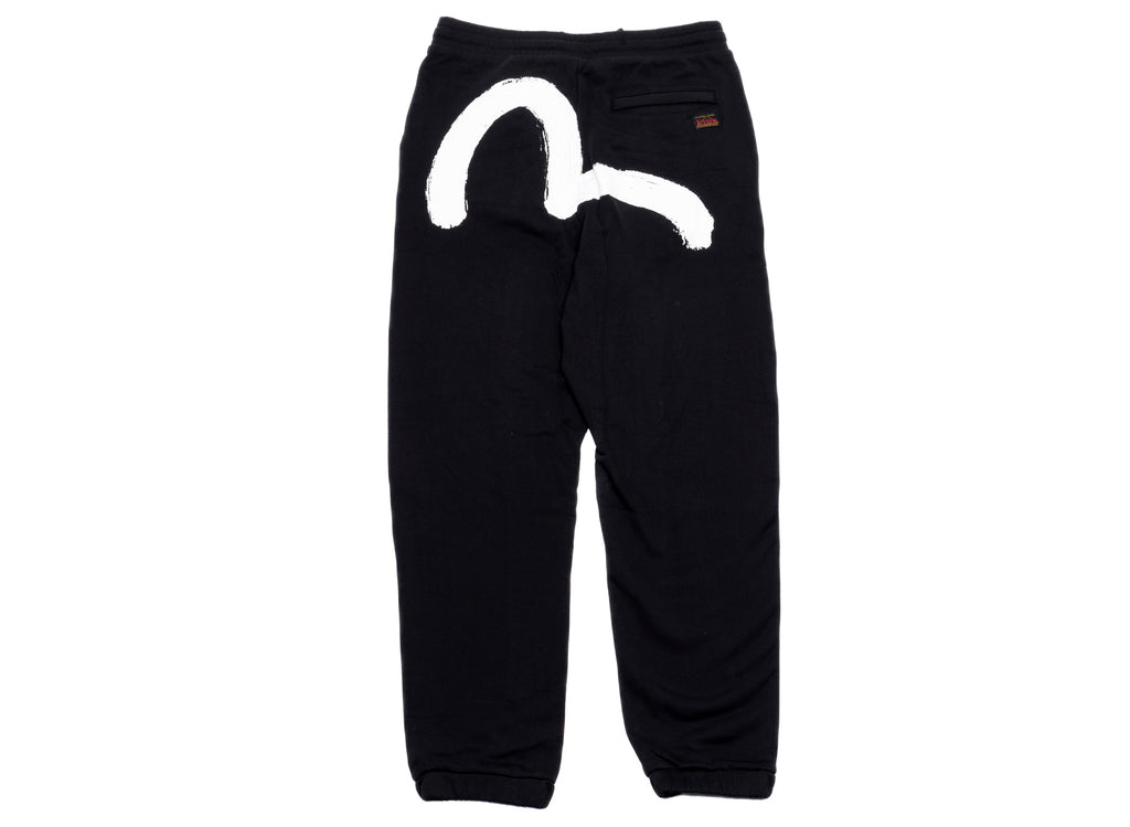 Evisu Brush Seagull Screen Print Sweatpants in Black