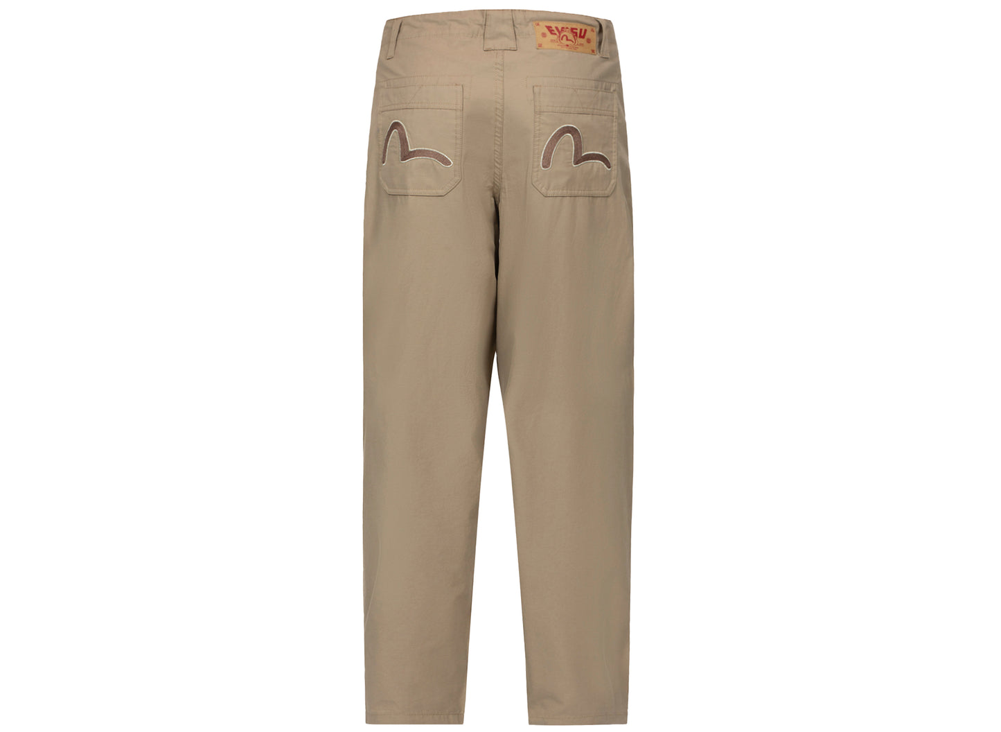 Evisu Seagull Embroidered Baggy Pants in Beige xld