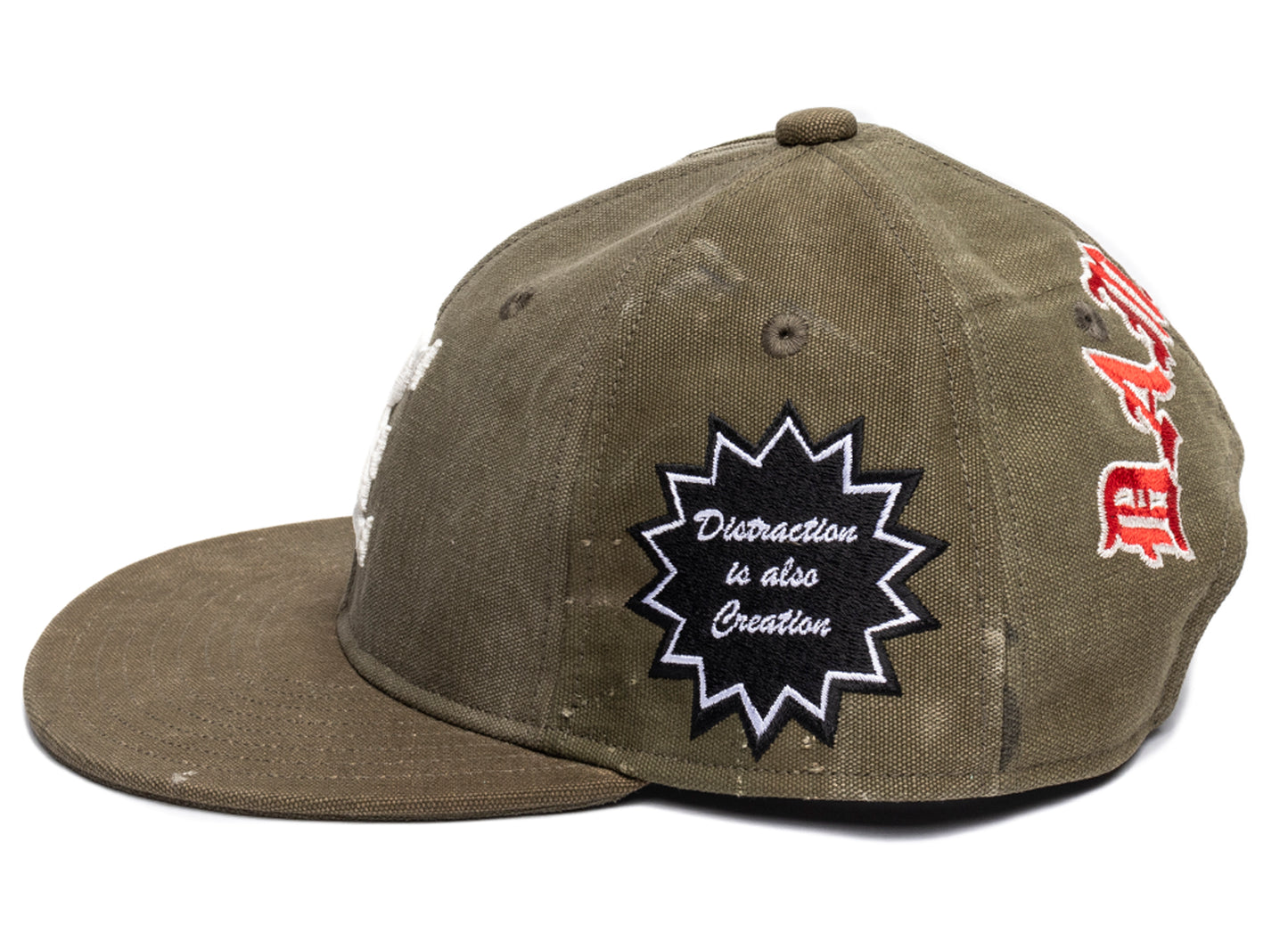 Readymade Damage Snapback Cap in Khaki