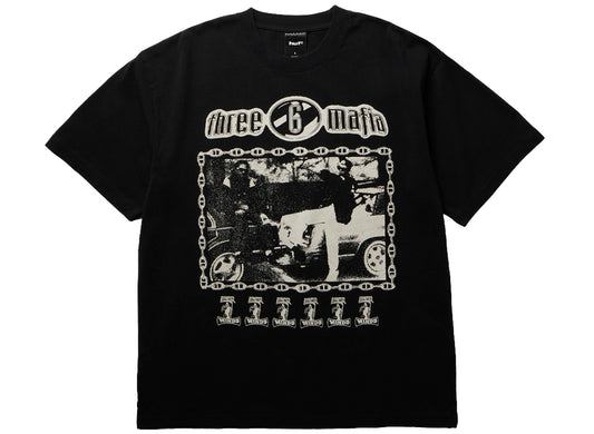 HUF x Three 6 Mafia Most Known Unknown SS Tee in Washed Black