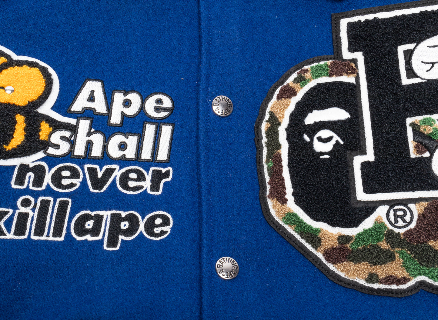 A Bathing Ape Bape Varsity Jacket in Blue xld