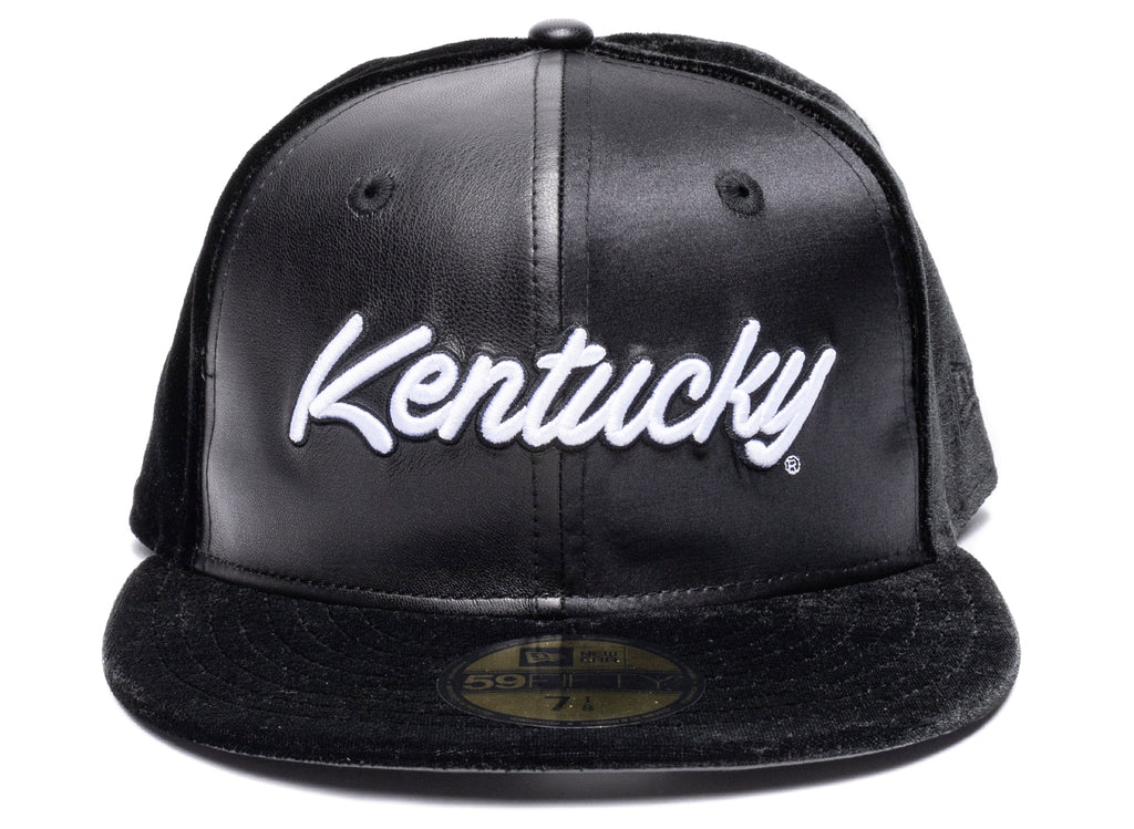 New Era Kentucky Wildcats 59FIFTY Suede/Leather Fitted Hat in Black