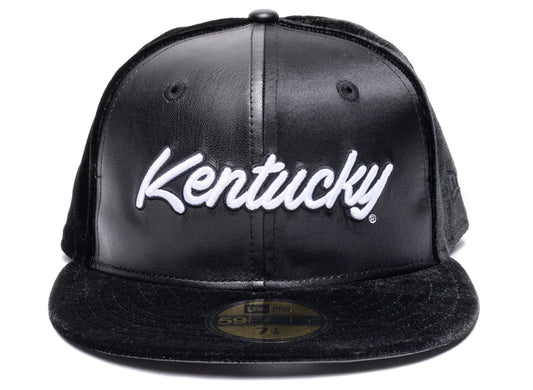 New Era Kentucky Wildcats 59FIFTY Suede/Leather Fitted Hat in Black