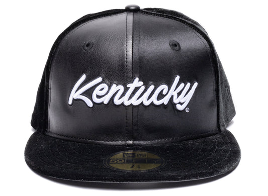 New Era Kentucky Wildcats 59FIFTY Suede/Leather Fitted Hat in Black xld