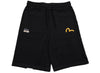 Evisu Hand Brushed Daicock Print Sweatshorts in Black
