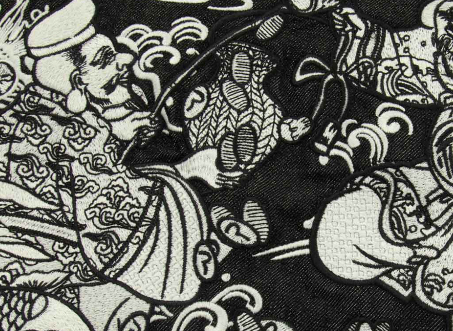 Evisu Two Gods Embroidered Loose Fit Kimono Denim Jacket