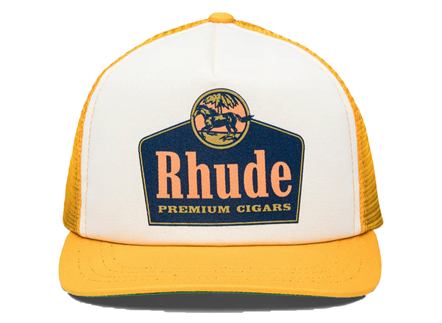 rhude chewing tobacco hat RED STRIPED TRUCKER Rhude Cigars Trucker Hat