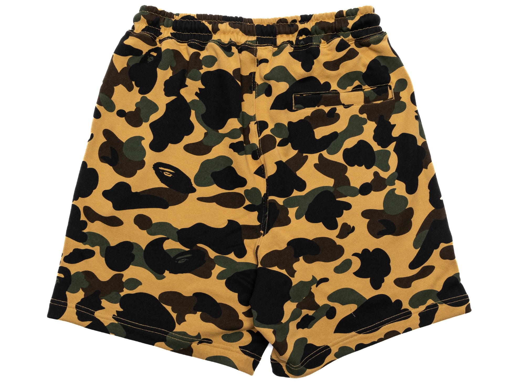 A Bathing Ape 1st Camo Ape Head One Point Sweat Shorts in Yellow