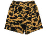 A Bathing Ape 1st Camo Ape Head One Point Sweat Shorts in Yellow