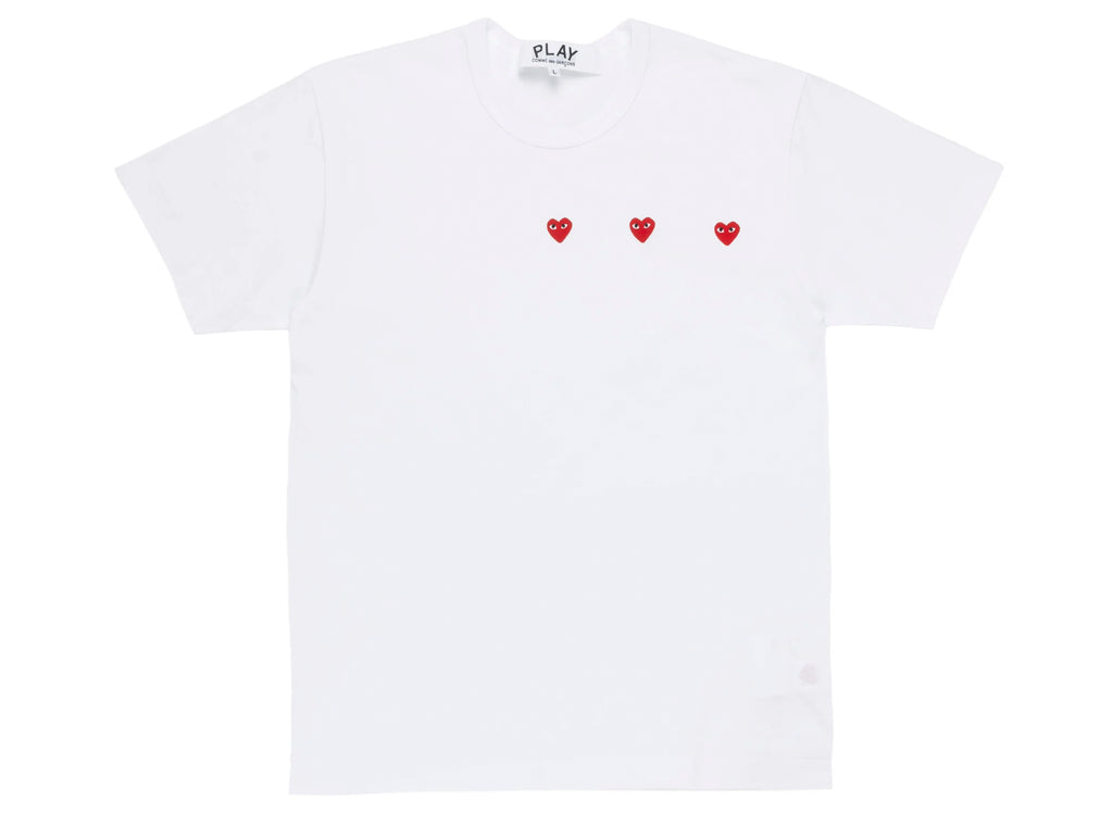 Comme des Garçons Play Triple Heart Tee in White