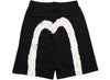 Evisu Hand Brushed Daicock Print Sweatshorts in Black
