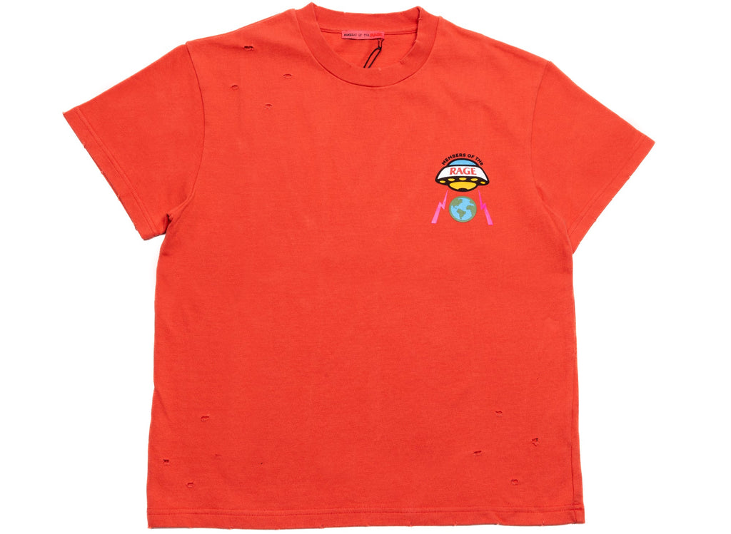 Members Of The Rage Distressed Small Logo T-Shirt in Infrared