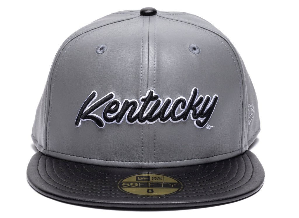 New Era Kentucky Wildcats 59FIFTY Leather Fitted Hat in Grey
