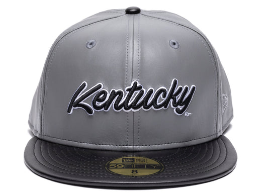 New Era Kentucky Wildcats 59FIFTY Leather Fitted Hat in Grey xld