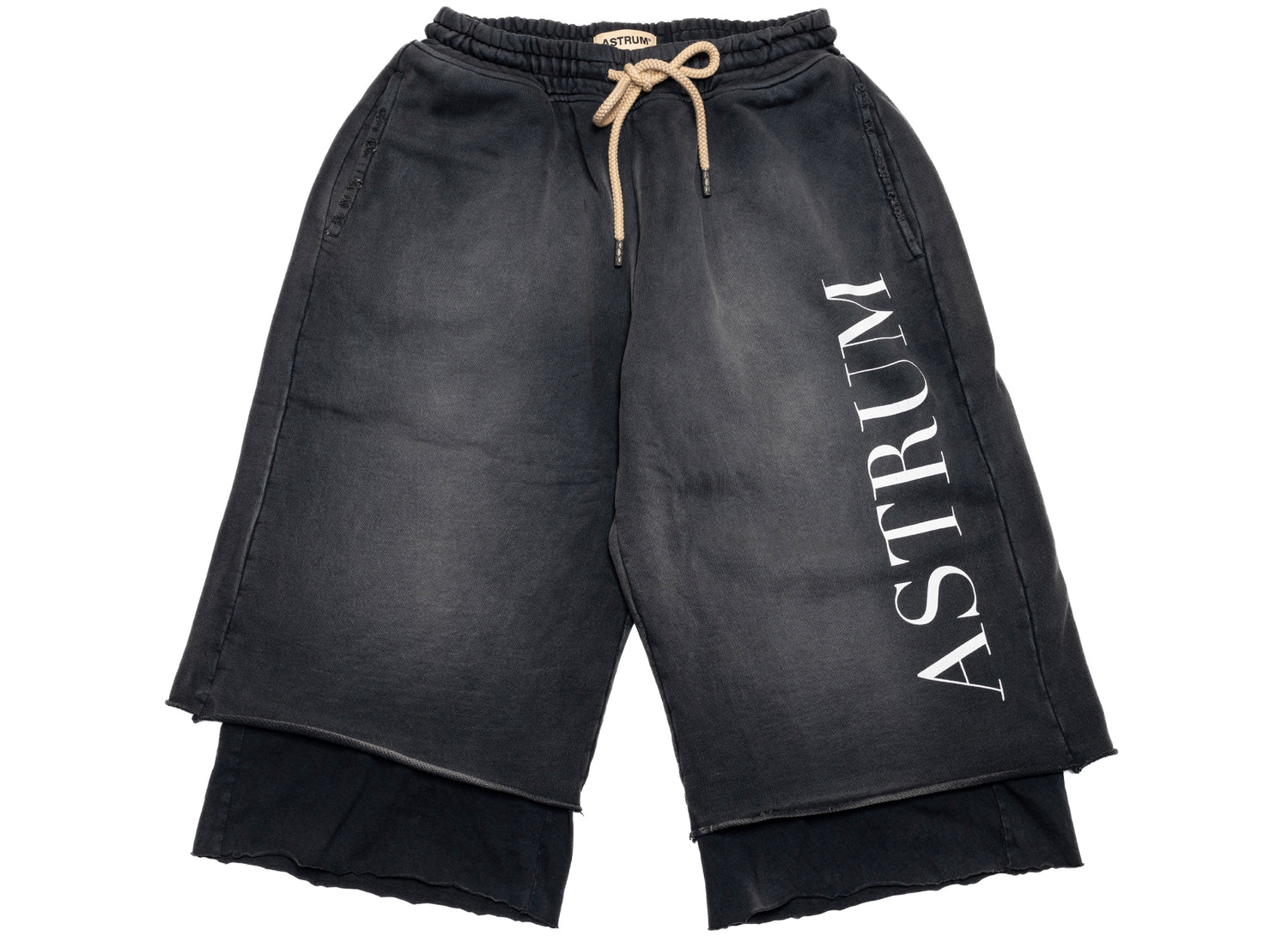 ASTRUM Double Layer 3QTR Sweats in a Rust Black colorway, men's shorts, view 1