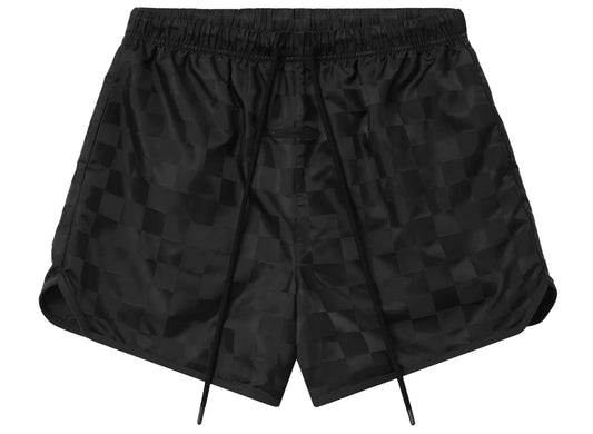 Fear of God Essentials Checkered Gym Short in Vintage Black