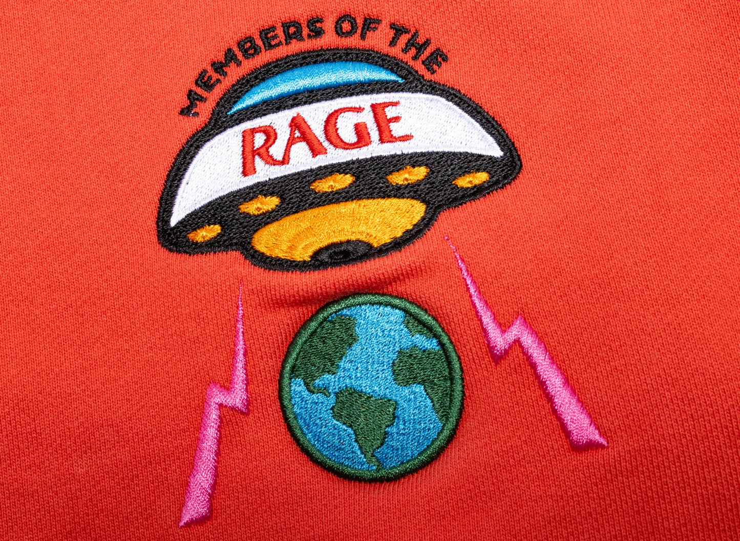 Members Of The Rage Small Logo Distressed Hoodie in Infrared xld