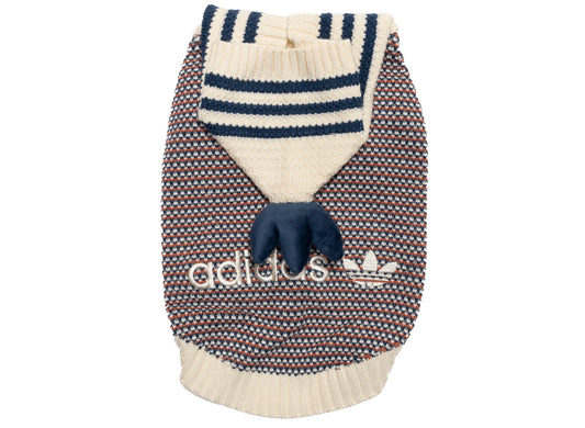 adidas Pet Knitted Hoody in Cream White / Pulse Lime / Grey Three / Mineral Blue