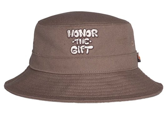 Honor the Gift Script Bucket Hat in Brown