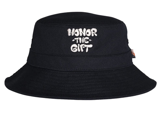 Honor the Gift Script Bucket Hat in Black xld