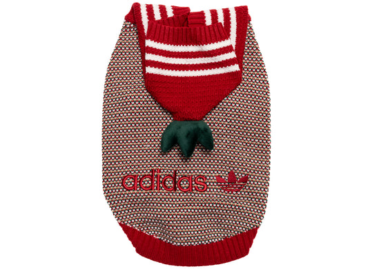 adidas Pet Knitted Hoody in Equipment Red / Off White