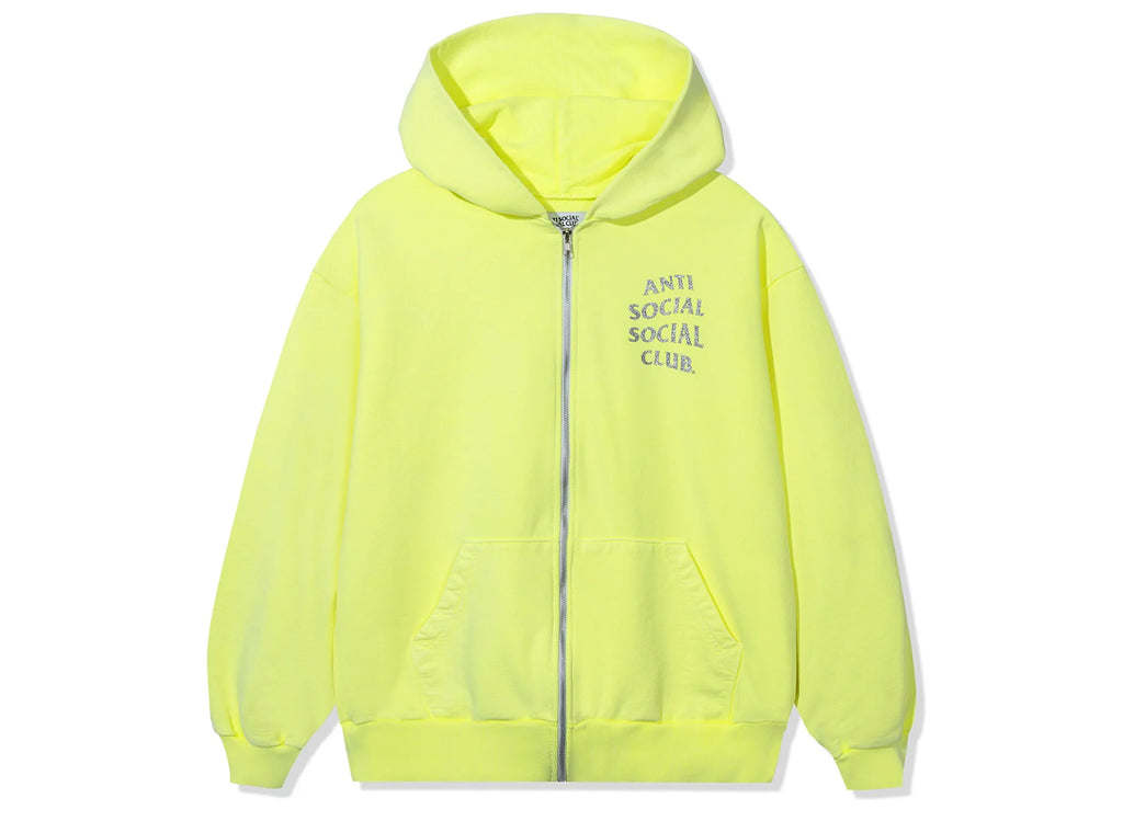 Anti Social Social Club Mind Game Glitter Hoodie in Neon Yellow
