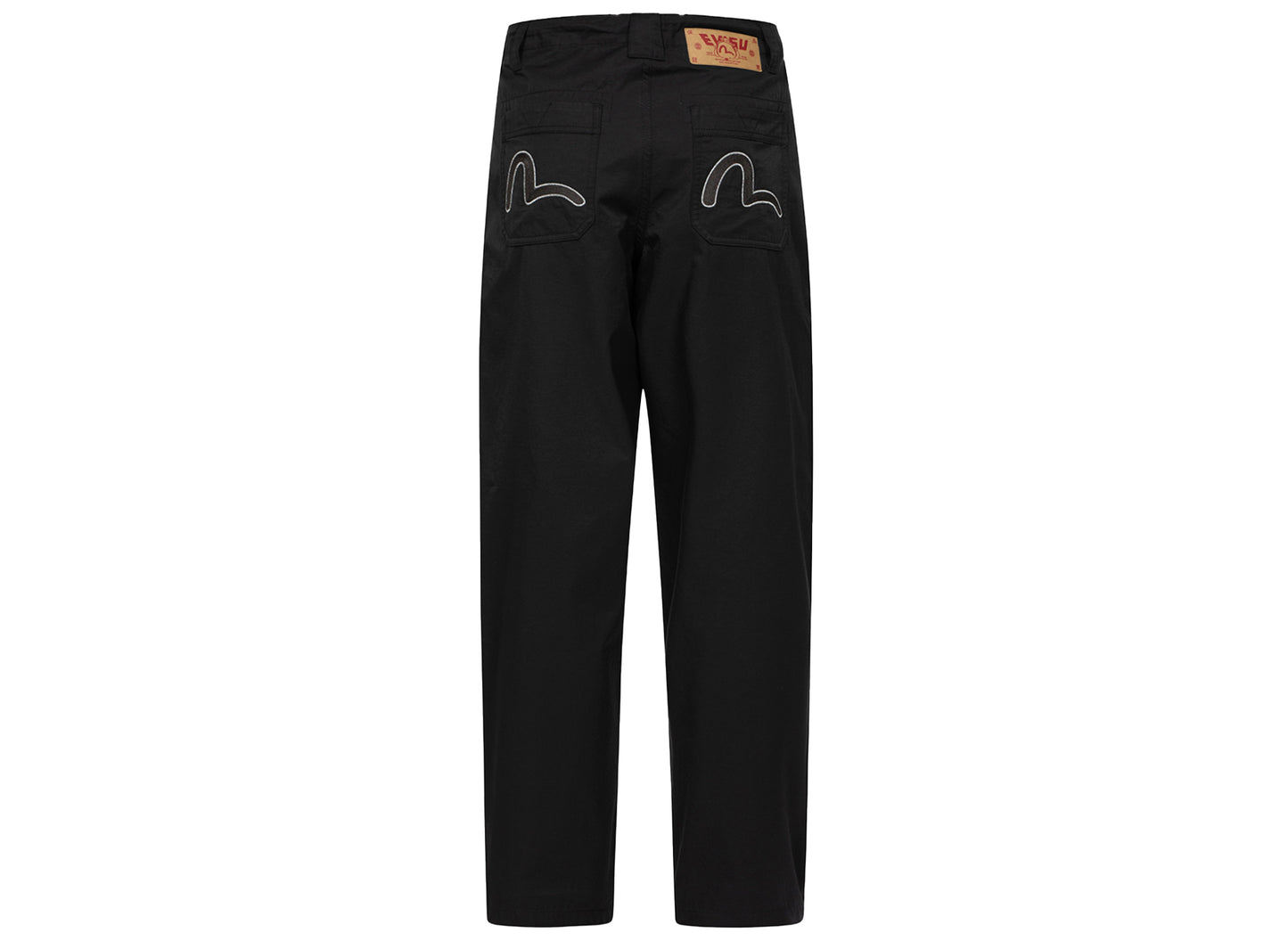 Evisu Seagull Embroidered Baggy Pants in Black xld
