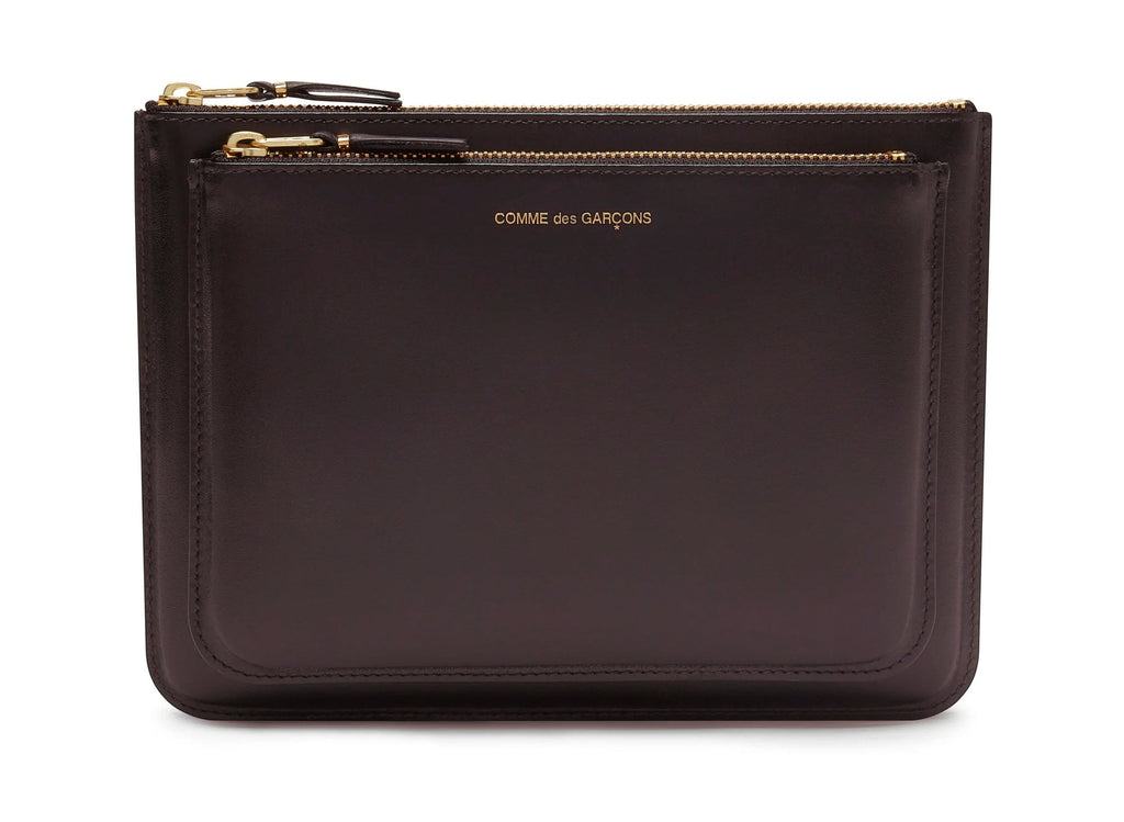 Comme des Garçon Outside Pocket Zip Pouch in Brown