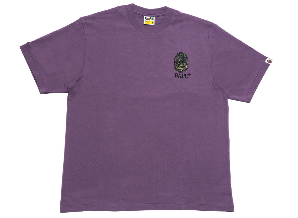 A Bathing Ape Camo Stone Ape Head Relaxed Fit Tee in Purple