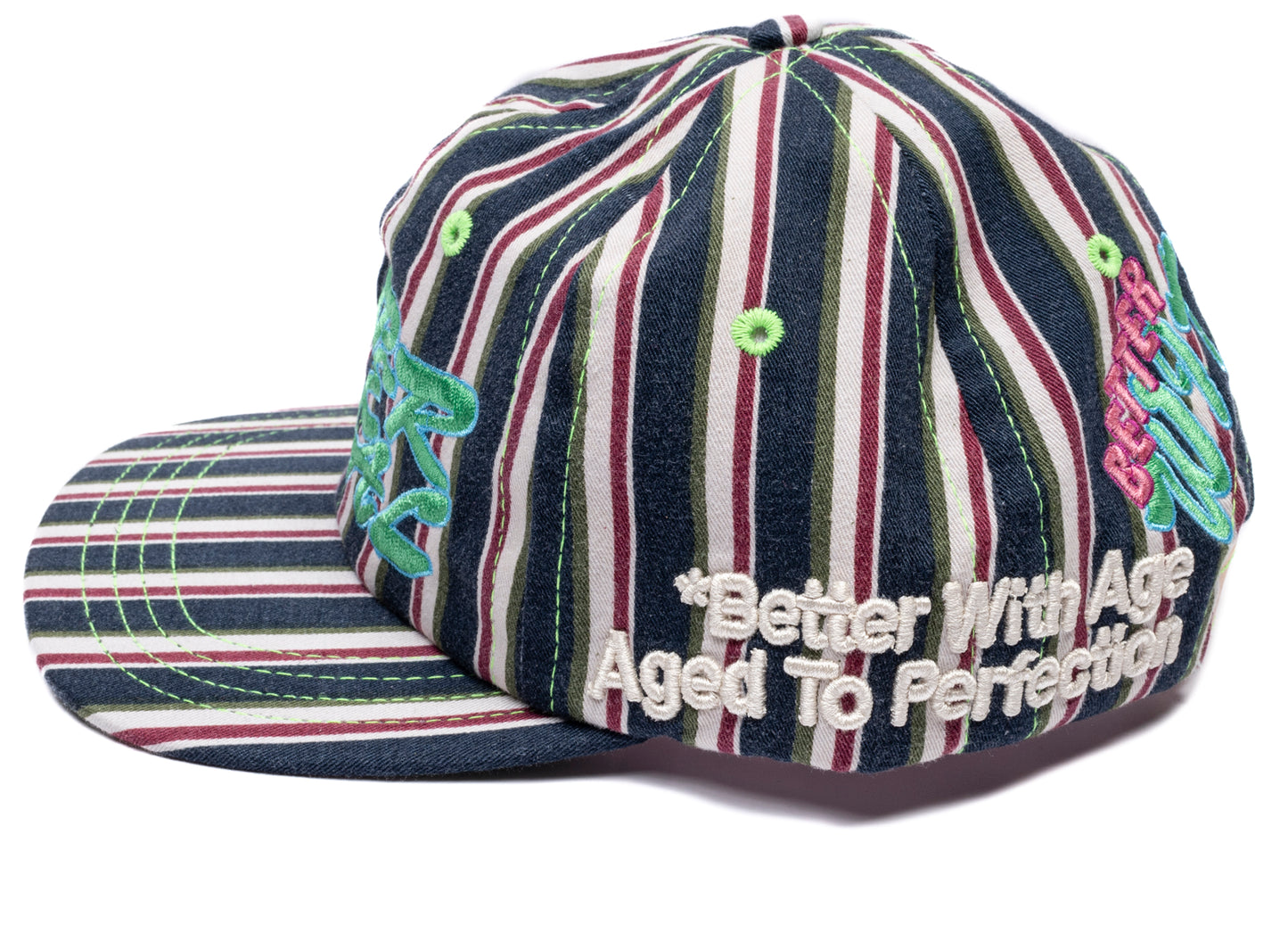 Better With Age Deep Reconstructed Button Down Hat in multi-color, one-of-one handmade unisex cap, view 2