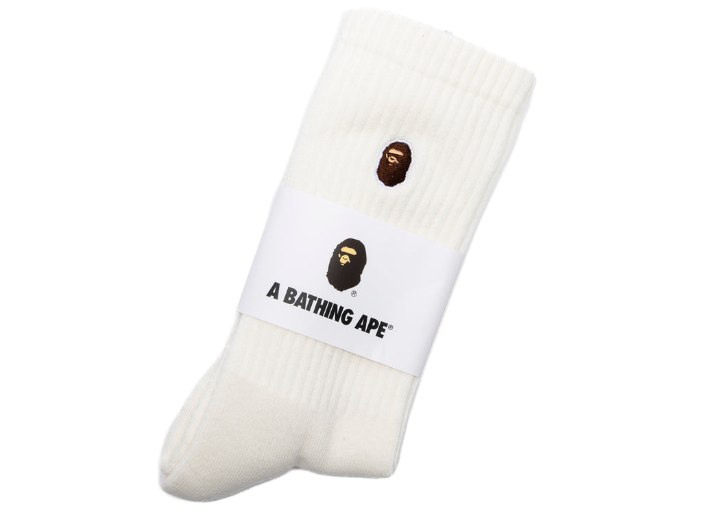 A Bathing Ape Ape Head One Point Socks in White