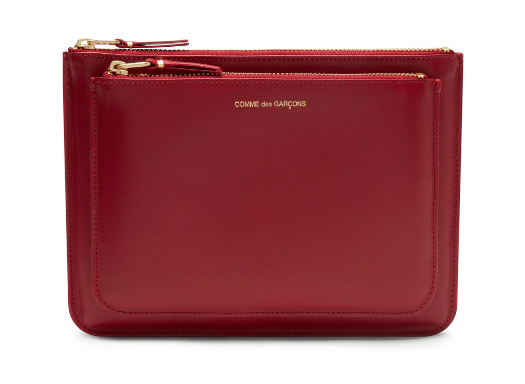 Comme des Garçon Outside Pocket Zip Pouch in Red