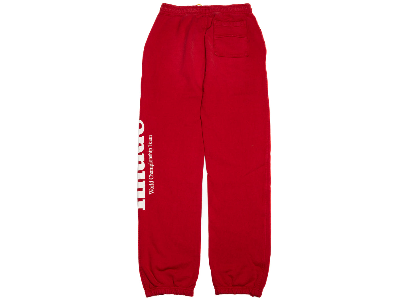 Rhude Desert Racing Script Cuffed Sweatpant in Washed Red / White
