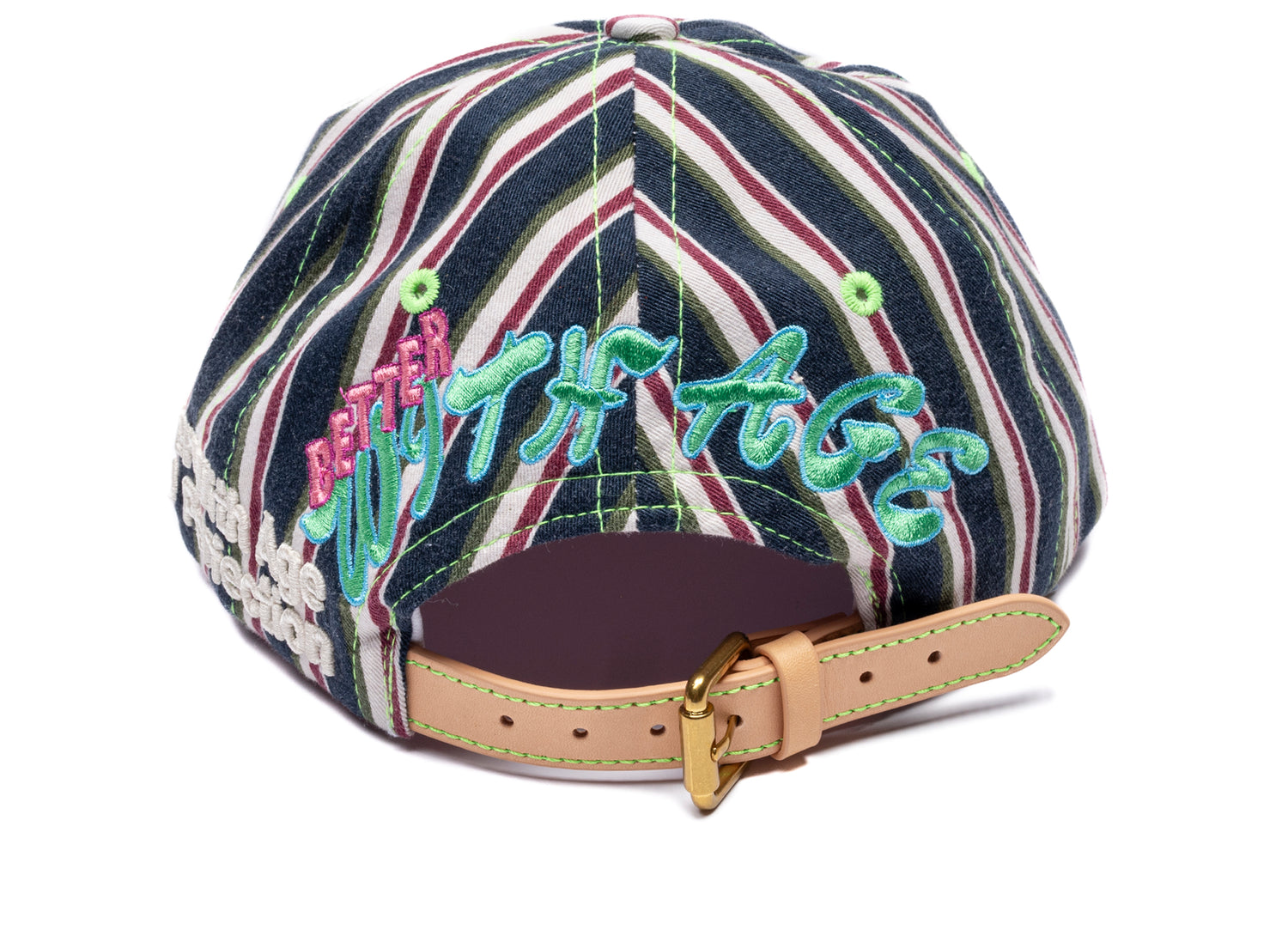 Better With Age Deep Reconstructed Button Down Hat in multi-color, one-of-one handmade unisex cap, view 3